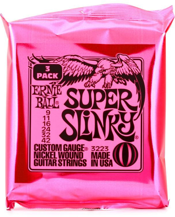 Ernie Ball 3223 Super Slinky Nickel Wound Electric Guitar Strings - 3-Pack (9-42) - Music Bliss Malaysia