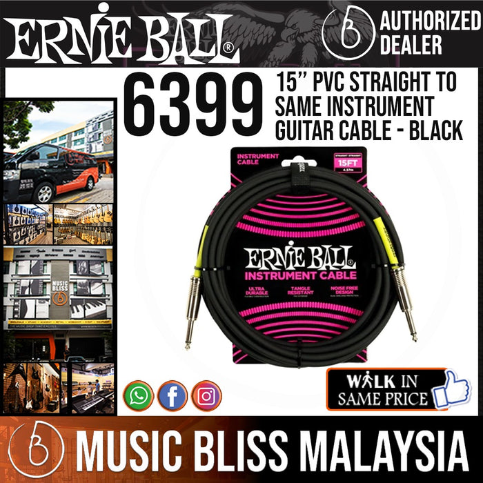 Ernie Ball 6399 15 Feet PVC Straight to Straight Instrument Cable - Music Bliss Malaysia