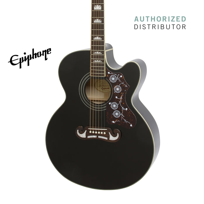 Epiphone J-200 EC Studio Acoustic-Electric Guitar - Black - Music Bliss Malaysia