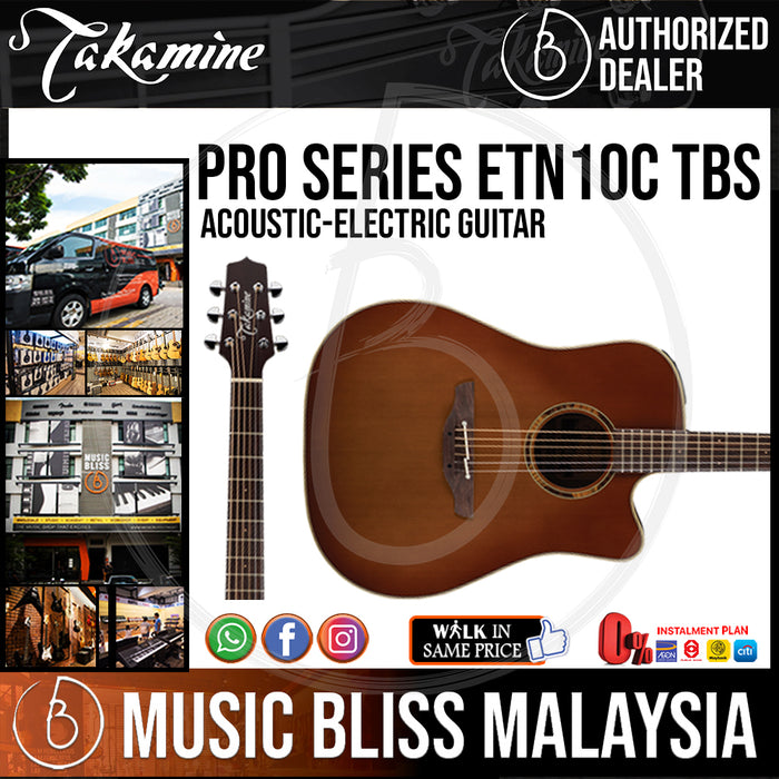Takamine ETN10C - (Satin Tobacco Burst) 6-string Acoustic-Electric Guitar with Solid Cedar Top - Music Bliss Malaysia