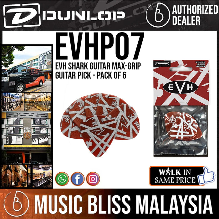 Jim Dunlop EVHP07 EVH Shark Guitar Max-Grip Guitar Pick - Pack of 6 - Music Bliss Malaysia