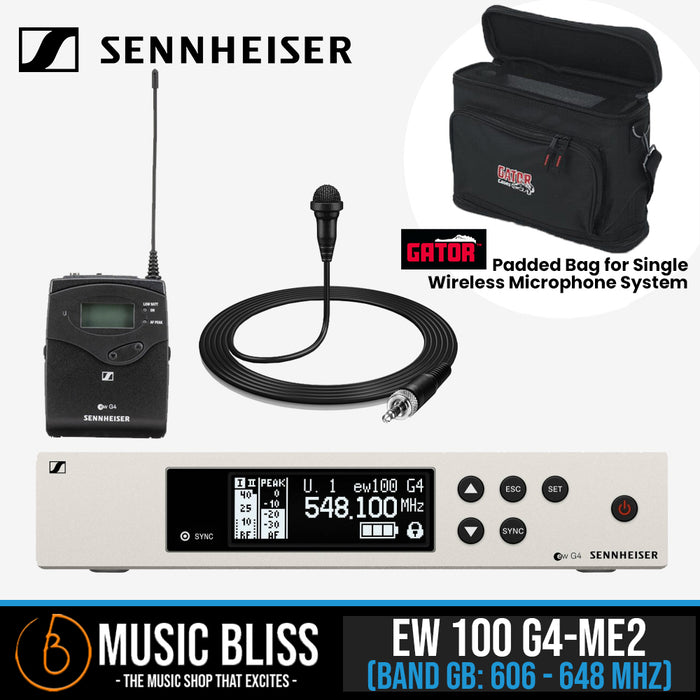 Sennheiser EW 100 G4-ME2 Wireless Lavalier Microphone System with Gator GM-1W Wireless Bag - Music Bliss Malaysia