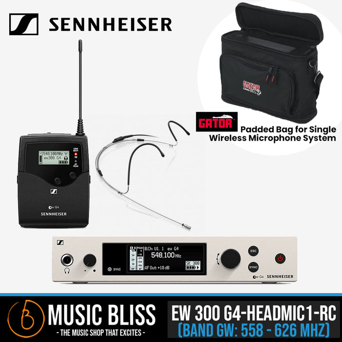 Sennheiser EW 300 G4-HEADMIC1-RC Wireless Headworn System with Gator GM-1W Wireless Bag - Music Bliss Malaysia
