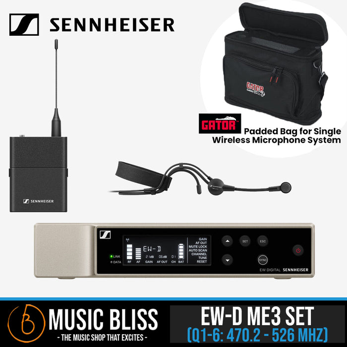 Sennheiser EW-D ME3 SET Digital Wireless Cardioid Headset Microphone System - Music Bliss Malaysia