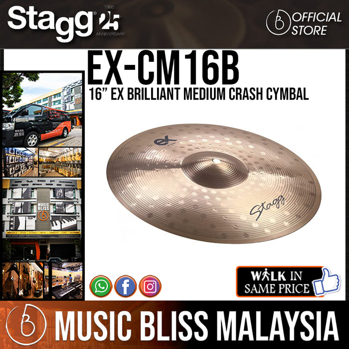 Stagg EX-CM16B 16” EX Brilliant Medium Crash Cymbal - Music Bliss Malaysia