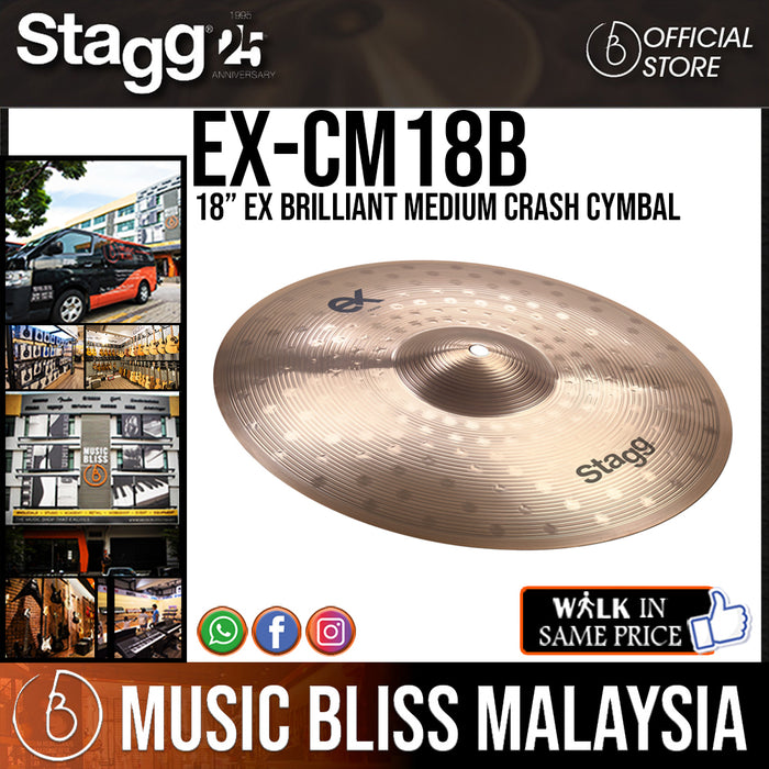 Stagg EX-CM18B 18” EX Brilliant Medium Crash Cymbal - Music Bliss Malaysia