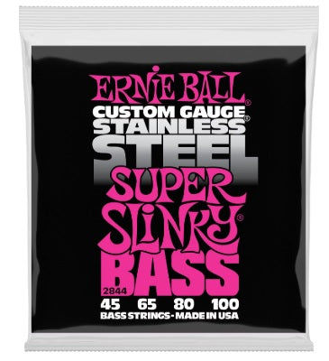 Ernie Ball 2844 Super Slinky Stainless Steel Electric Bass Strings (45-100) - Music Bliss Malaysia