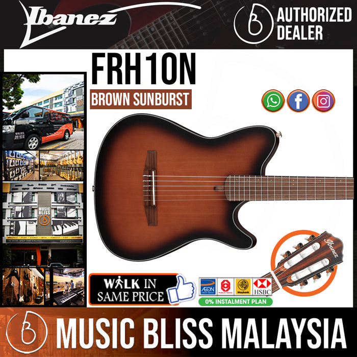 Ibanez FRH10N Thinline Nylon Acoustic-electric Guitar - Brown Sunburst - Music Bliss Malaysia