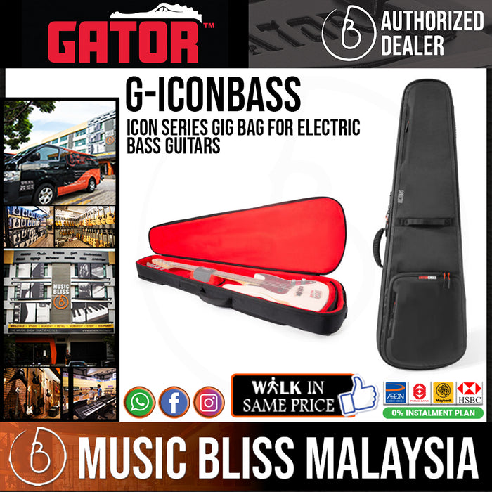 Gator G-ICONBASS Icon Series Bass Gig Bag - Black - Music Bliss Malaysia