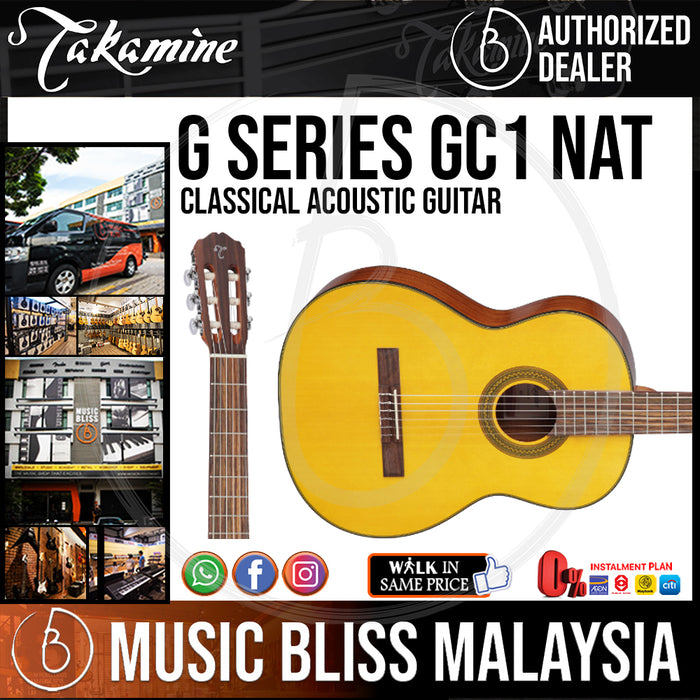 Takamine GC1 - (Natural) Nylon-string Classical Acoustic Guitar with Spruce Top - Music Bliss Malaysia
