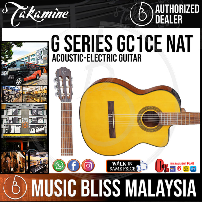 Takamine GC1CE - (Natural) Nylon-string Acoustic-Electric Guitar with Spruce Top - Music Bliss Malaysia