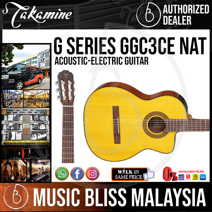 Takamine GC3CE- (Natural) Classical Cutaway Acoustic-Electric Guitar with Solid Spruce Top - Music Bliss Malaysia