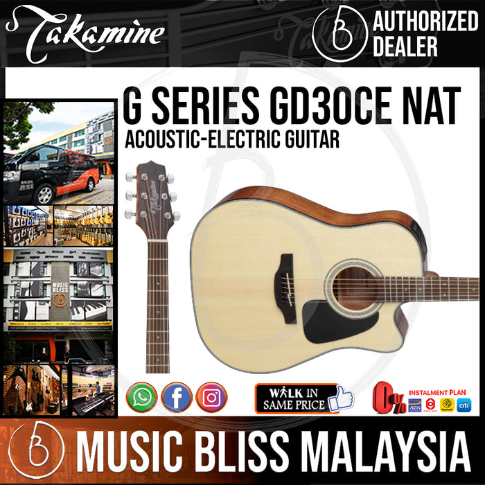 Takamine GD30CE - (Natural) 6-string Acoustic-Electric Guitar with Solid Spruce Top - Music Bliss Malaysia