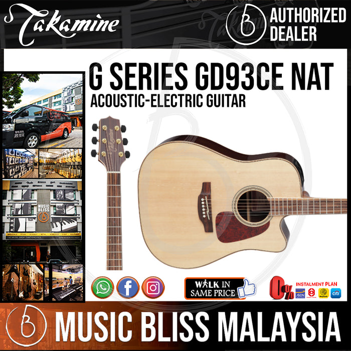 Takamine GD93CE - (Natural) 6-string Acoustic-Electric Guitar with Solid Spruce - Music Bliss Malaysia