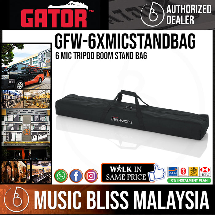 Gator Frameworks GFW-6XMICSTANDBAG Bag for 6 Tripod Microphone Stands with Booms - Music Bliss Malaysia