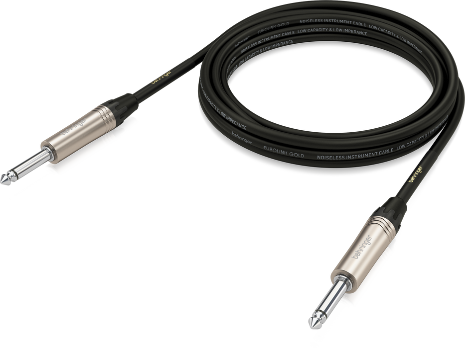 Behringer GIC-300 Gold Performance 3m (10ft) Instrument Cable with 1/4" TS Connectors - Music Bliss Malaysia