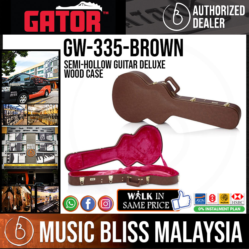Gator GW335BROWN Deluxe Wood Case Semihollowbody Electric Guitar Music Bliss Malaysia