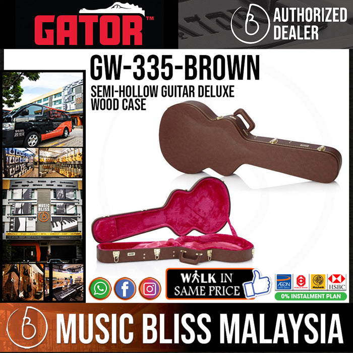 Gator GW-335-BROWN Deluxe Wood Case - Semi-hollowbody Electric Guitar - Music Bliss Malaysia