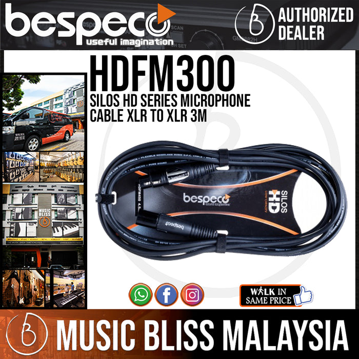 Bespeco HDFM300 Silos HD Series Microphone Cable XLR to XLR 3M (HDFM-300) - Music Bliss Malaysia