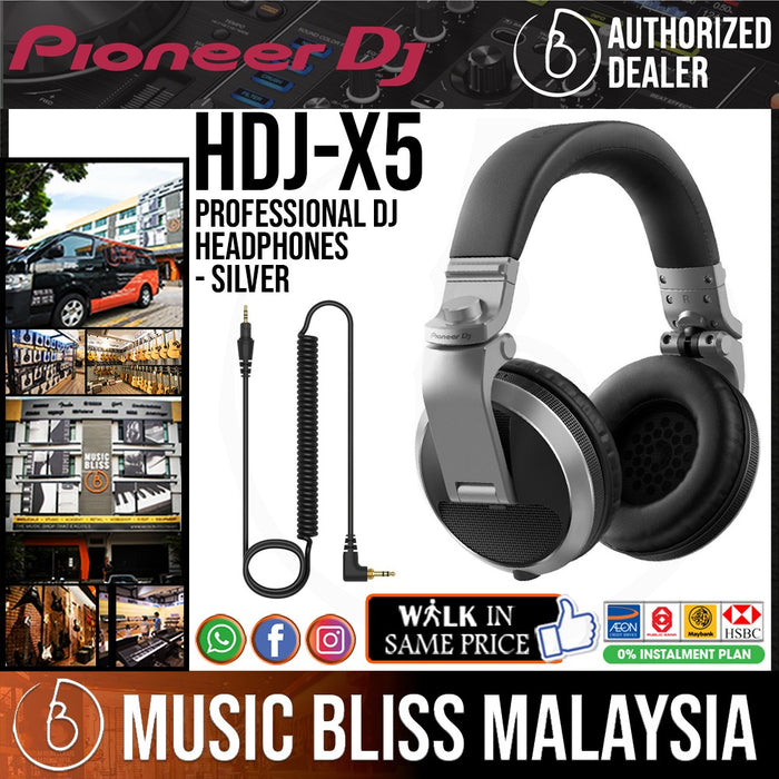 Pioneer DJ HDJ-X5 Professional DJ Headphones - Silver - Music Bliss Malaysia