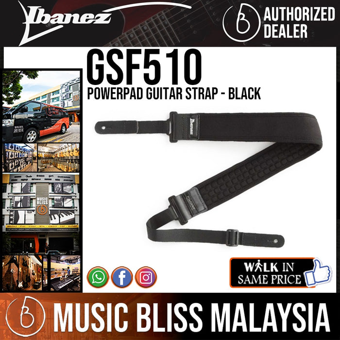 Ibanez GSF510 Powerpad Guitar Strap - Black - Music Bliss Malaysia