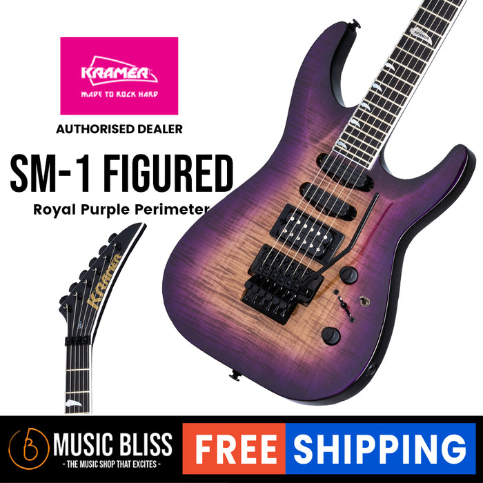 Kramer SM-1 Figured Electric Guitar - Royal Purple Perimeter - Music Bliss Malaysia