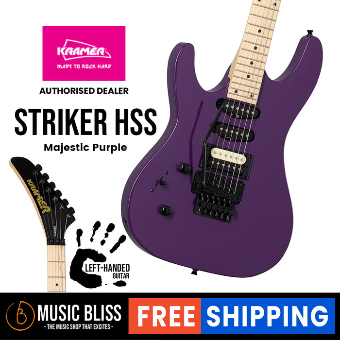 Kramer Striker HSS Left-handed Electric Guitar - Majestic Purple - Music Bliss Malaysia