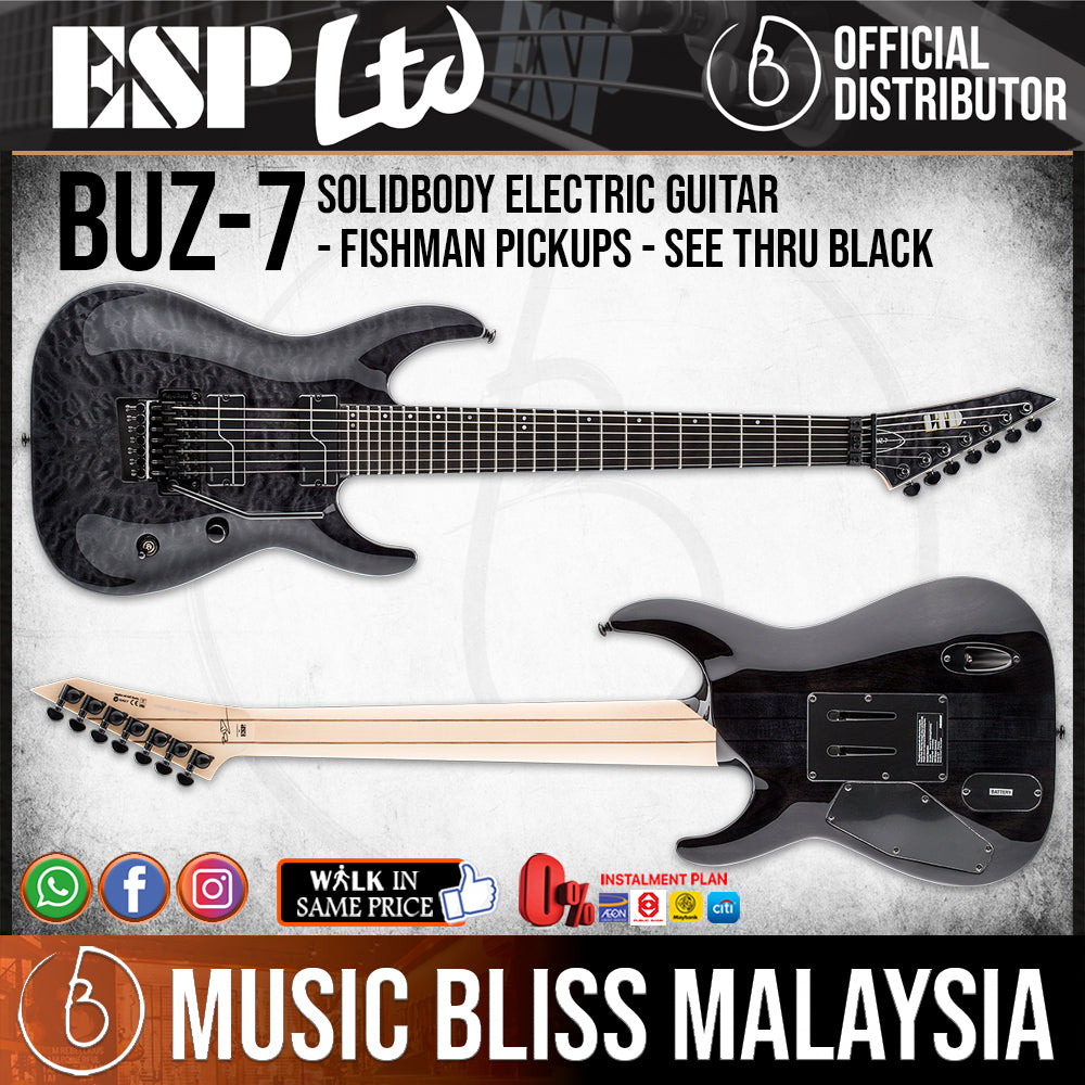 ESP LBUZ7QMSTBLK 7-String Solid-Body Electric Guitar, Unearth Signature  Series