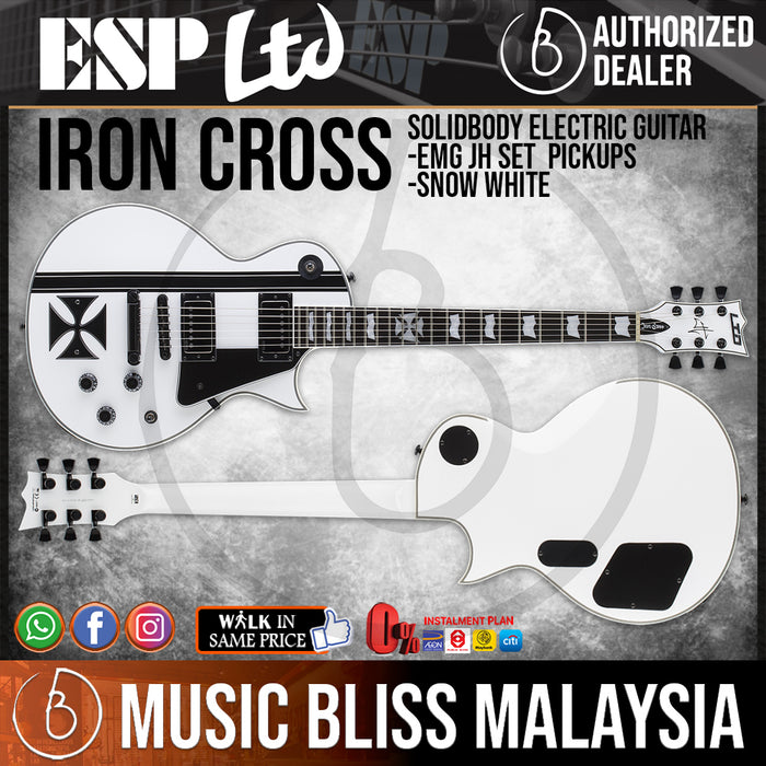 ESP LTD Iron Cross James Hetfiled Signature Electric Guitar - Snow White (IRONCROSSSW) - Music Bliss Malaysia