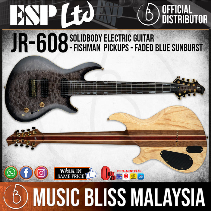 ESP LTD Javier Reyes Signature JR-608 - Faded Blue Sunburst (JR608QMFBSBF) - Music Bliss Malaysia