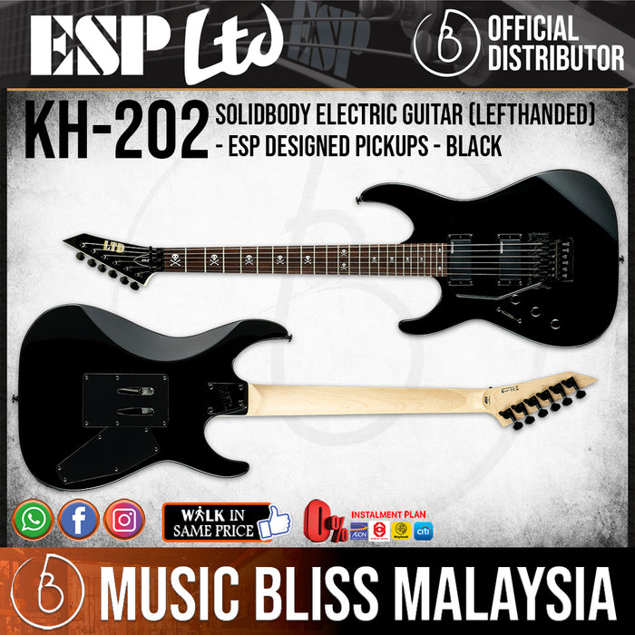 ESP LTD KH-202 Kirk Hammett Signature Left Handed Electric Guitar - Black (KH202LH) *Crazy Sales Promotion* - Music Bliss Malaysia