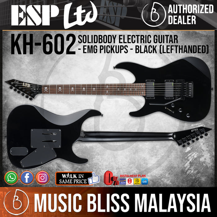 ESP LTD KH-602 Kirk Hammett Signature Left Handed Electric Guitar with Hardcase - Black (KH602) - Music Bliss Malaysia