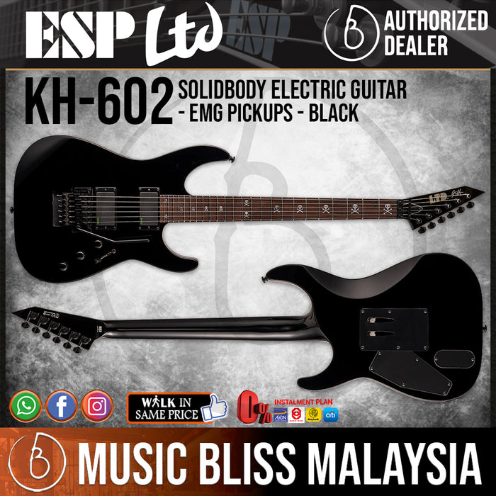 ESP LTD KH-602 Kirk Hammett Signature Electric Guitar with Hardcase - Black (KH602) - Music Bliss Malaysia