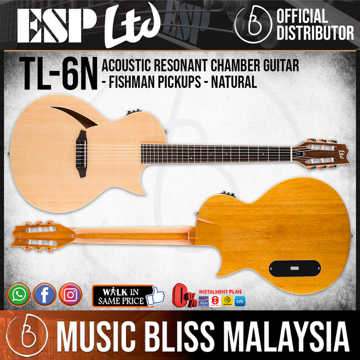 ESP LTD TL-6N Nylon-String Thinline Series Acoustic-Electric Guitar - Natural (TL6NNAT) - Music Bliss Malaysia