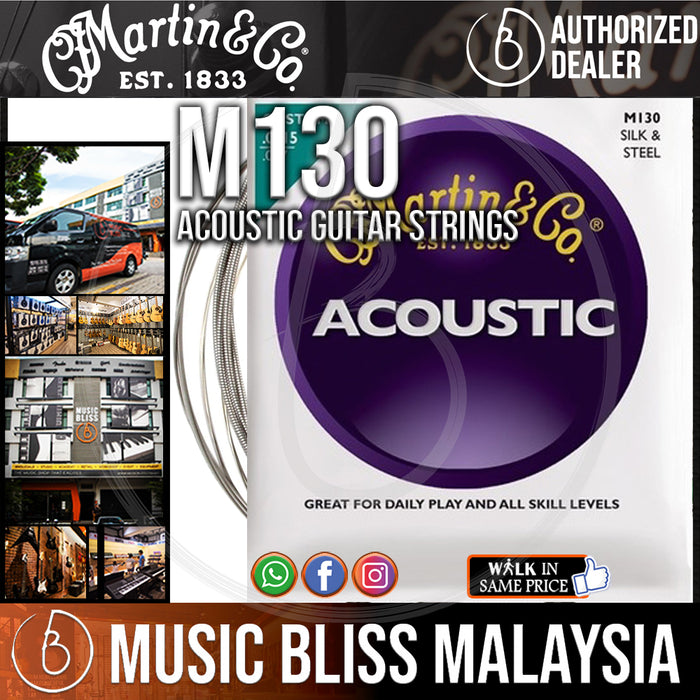 Martin M130 Silk and Steel Custom Acoustic Guitar Strings - Music Bliss Malaysia