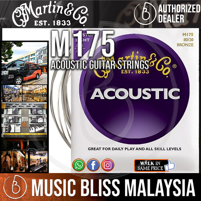 Martin M175 Traditional Bronze Custom Light Acoustic Guitar Strings - Music Bliss Malaysia