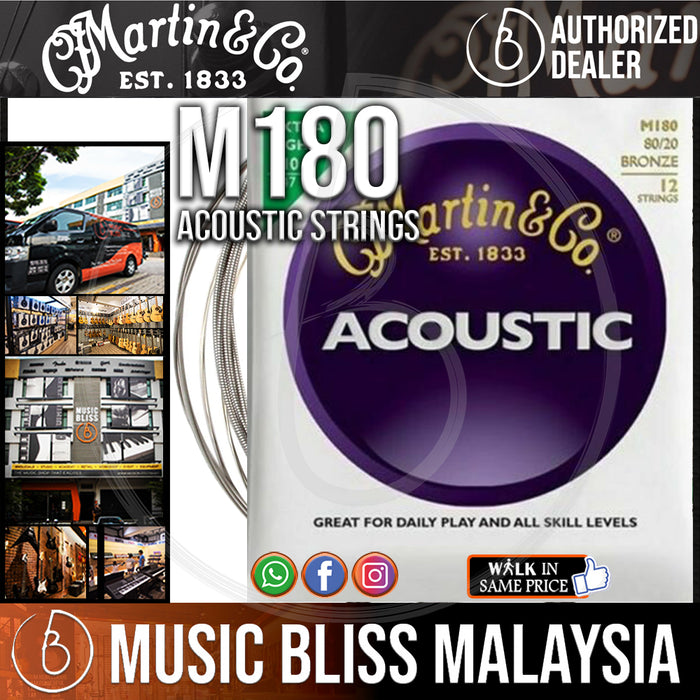 Martin M180 Traditional 80/20 Bronze Extra Light Acoustic Strings - Music Bliss Malaysia