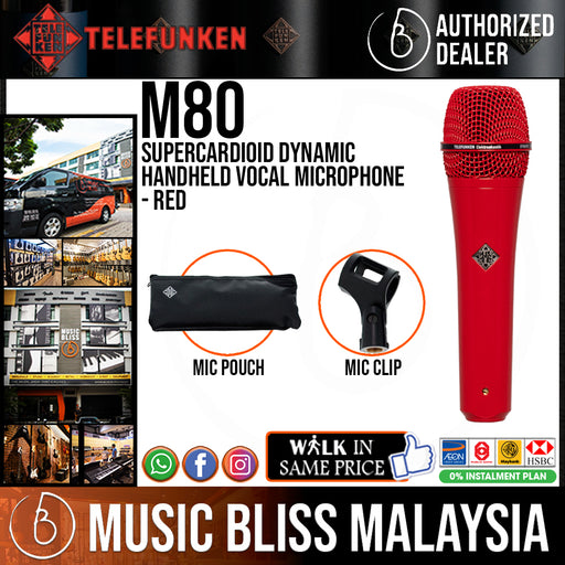Telefunken M80 Supercardioid Dynamic Handheld Vocal Microphone - Red - Music Bliss Malaysia