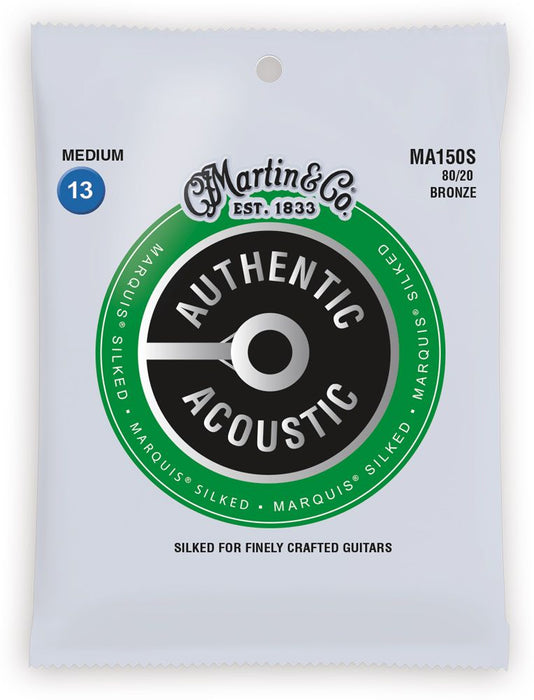 Martin MA150S Marquis Silked 80/20 Bronze Authentic Acoustic Guitar Strings 13-56 - Music Bliss Malaysia