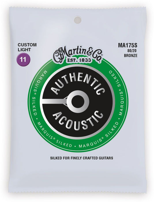 Martin MA175S Marquis Silked 80/20 Bronze Authentic Acoustic Guitar Strings 11-52 - Music Bliss Malaysia