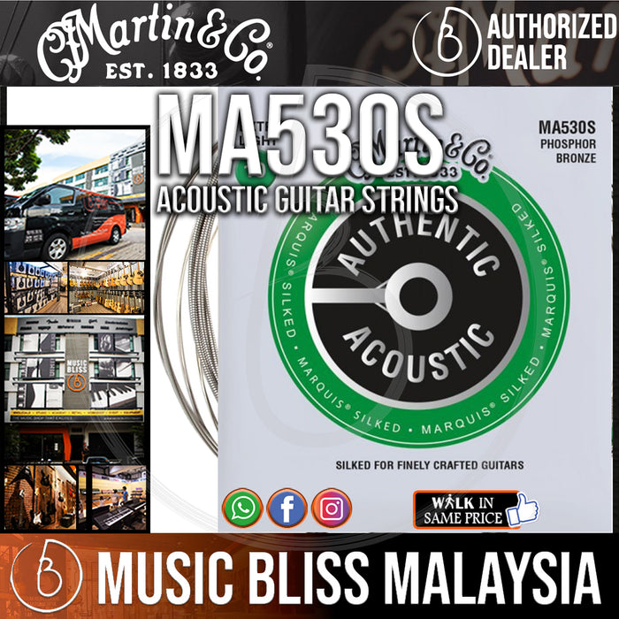 Martin MA530S Marquis Silked Phosphor Bronze Authentic Acoustic Guitar Strings 10-47 - Music Bliss Malaysia