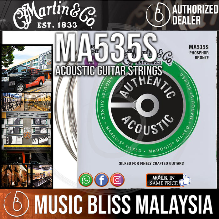 Martin MA535S Marquis Silked Phosphor Bronze Authentic Acoustic Guitar Strings 11-52 - Music Bliss Malaysia