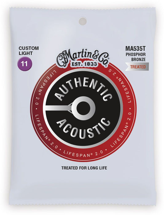 Martin MA535T Lifespan Treated Phosphor Bronze Authentic Aco Gtr Strings 11-52 - Music Bliss Malaysia
