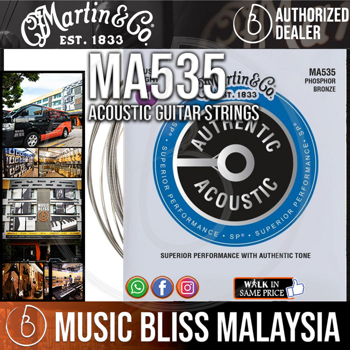 Martin MA535 SP Phosphor Bronze Authentic Acoustic Guitar Strings 11-52 - Music Bliss Malaysia