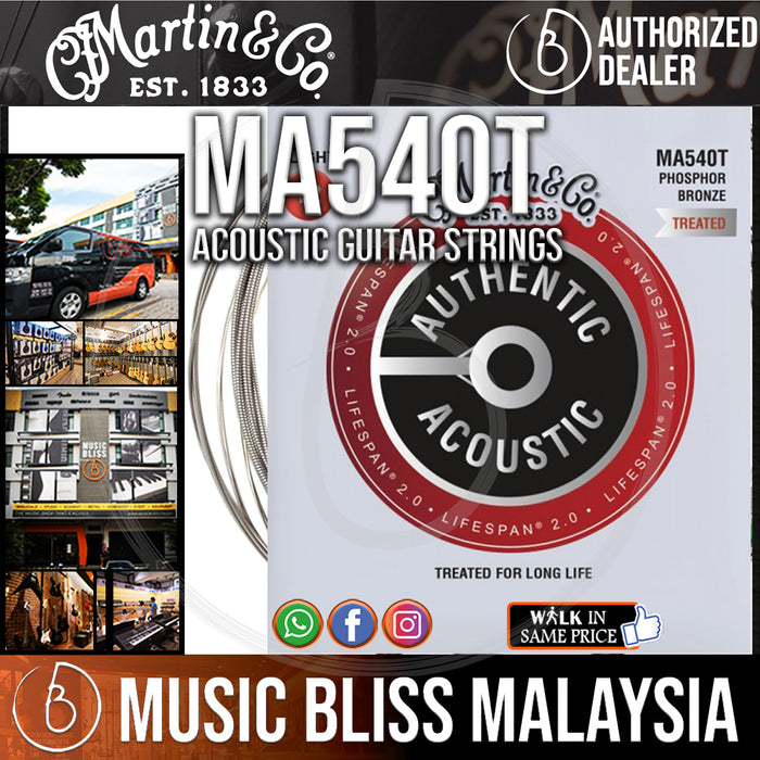 Martin MA540T Lifespan Treated Phosphor Bronze Authentic Aco Gtr Strings 12-54 - Music Bliss Malaysia