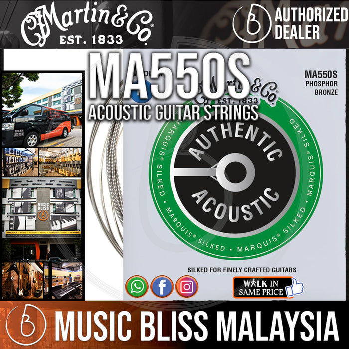 Martin MA550S Marquis Silked Phosphor Bronze Authentic Acoustic Guitar Strings 13-56 - Music Bliss Malaysia