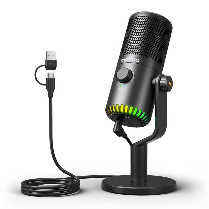 MAONO DM30 USB RGB Gaming Microphone Computer Mic with Mic Gain and RGB Lighting for PC/Phone/Recording/Live Streaming - Music Bliss Malaysia