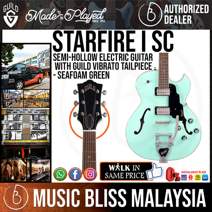 Guild Starfire I SC Semi-Hollow Electric Guitar with Guild Vibrato Tailpiece - Seafoam Green - Music Bliss Malaysia