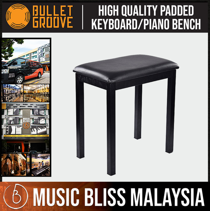 Bullet Groove Padded Universal Black Piano Bench, Black Keyboard Bench, Budget Keyboard/ Piano Chair, Best Piano Bench with comfortable Padding - Music Bliss Malaysia