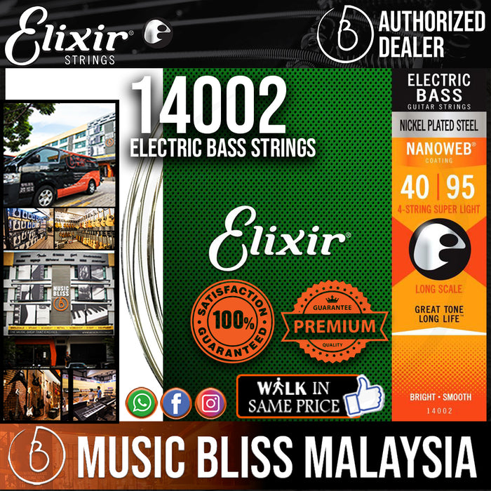 Elixir Strings Nanoweb Super Light Long Scale Electric Bass Strings .040-.095 - Music Bliss Malaysia